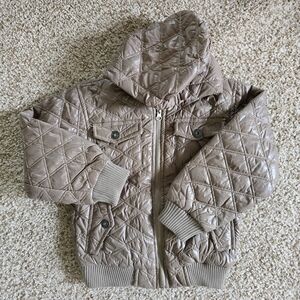 Quilted Tan Hooded Jacket